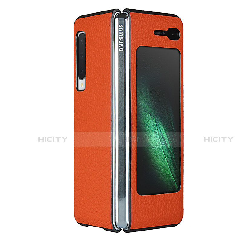 Funda Lujo Cuero Carcasa para Samsung Galaxy Fold Naranja