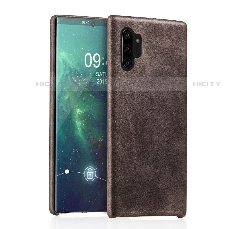 Funda Lujo Cuero Carcasa para Samsung Galaxy Note 10 Plus Marron