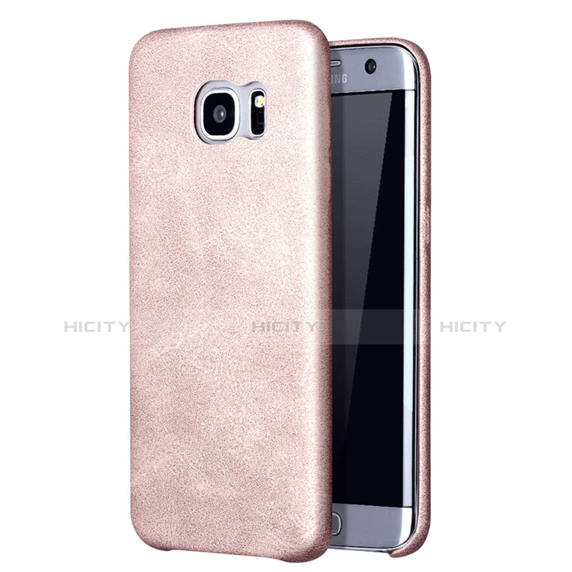 Funda Lujo Cuero Carcasa para Samsung Galaxy S7 Edge G935F Oro Rosa