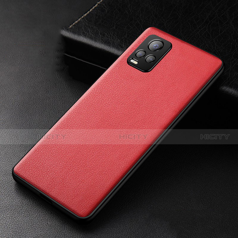 Funda Lujo Cuero Carcasa para Vivo V20 Pro 5G Rojo