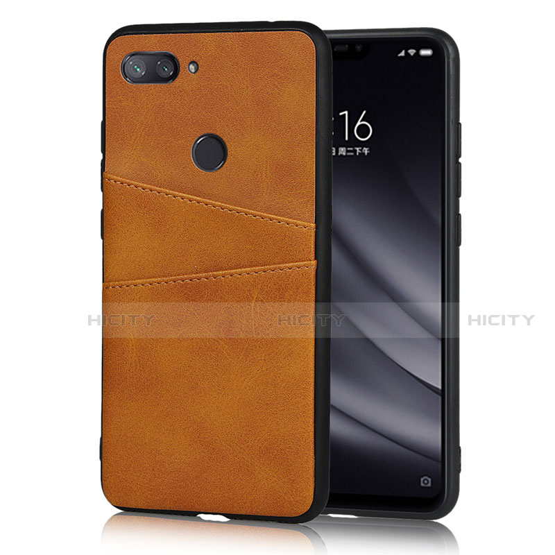 Funda Lujo Cuero Carcasa para Xiaomi Mi 8 Lite Naranja