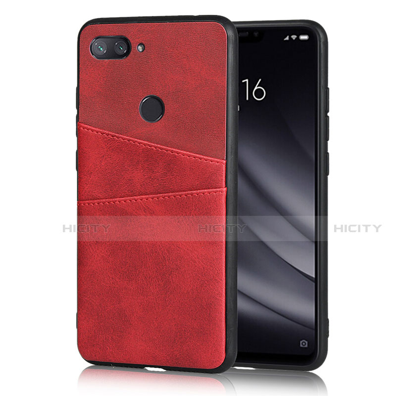 Funda Lujo Cuero Carcasa para Xiaomi Mi 8 Lite Rojo