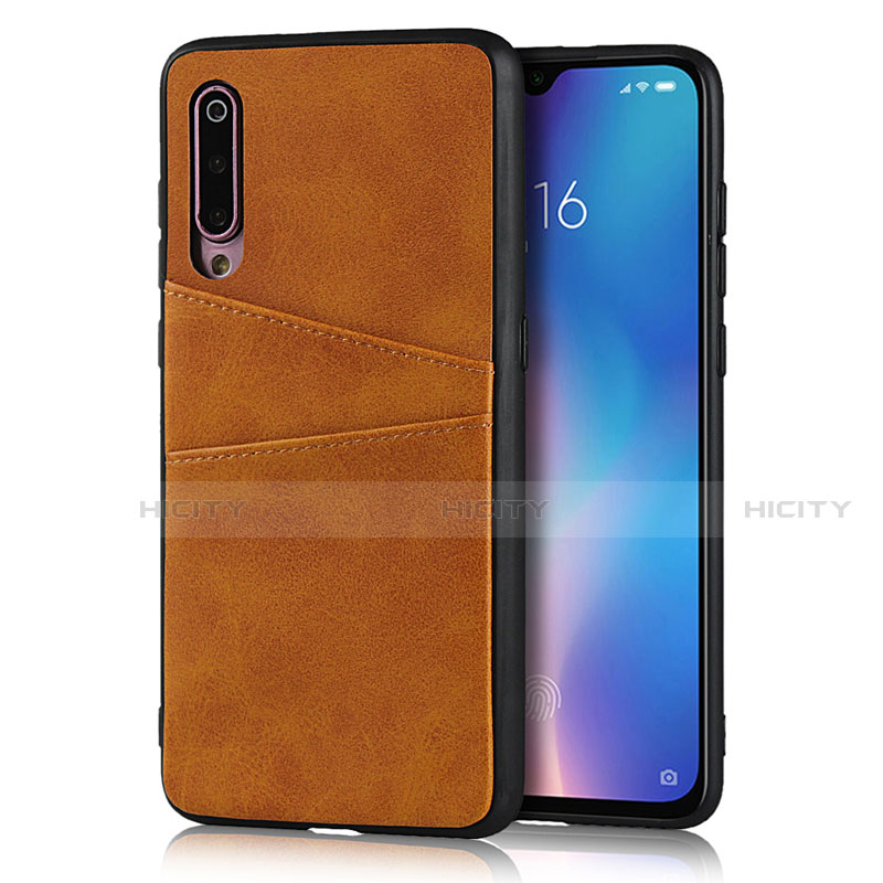 Funda Lujo Cuero Carcasa para Xiaomi Mi 9 SE Naranja