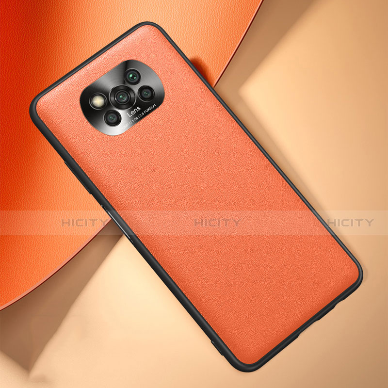 Funda Lujo Cuero Carcasa para Xiaomi Poco X3 NFC Naranja