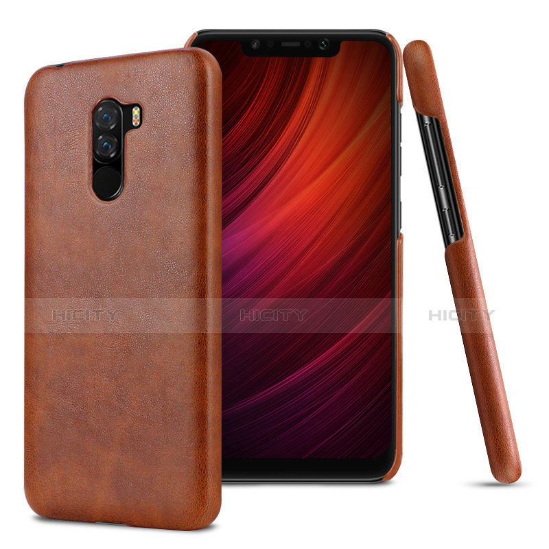 Funda Lujo Cuero Carcasa para Xiaomi Pocophone F1 Marron