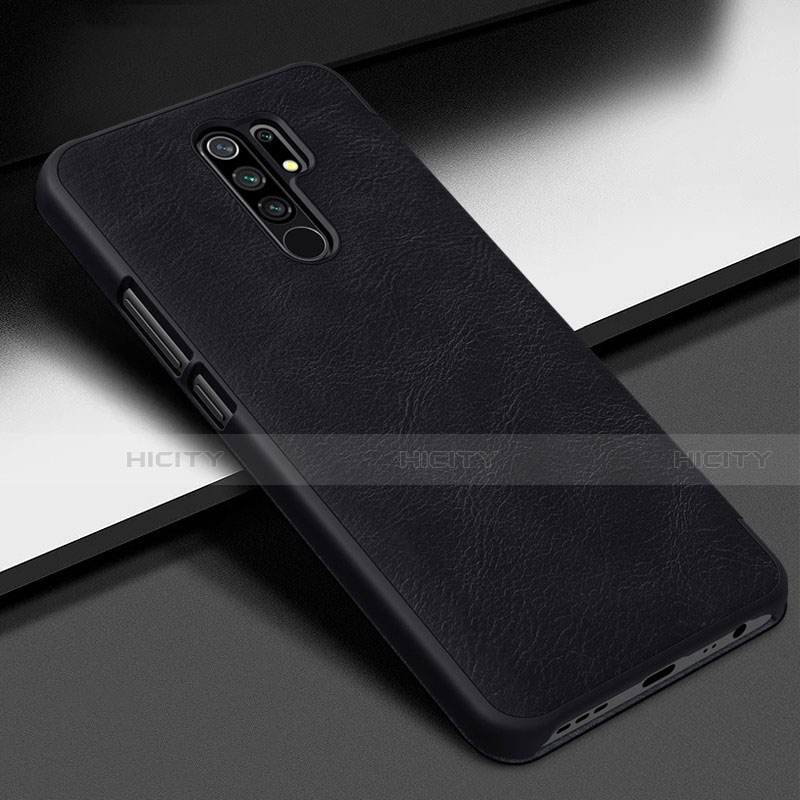 Funda Lujo Cuero Carcasa para Xiaomi Redmi 9 Negro