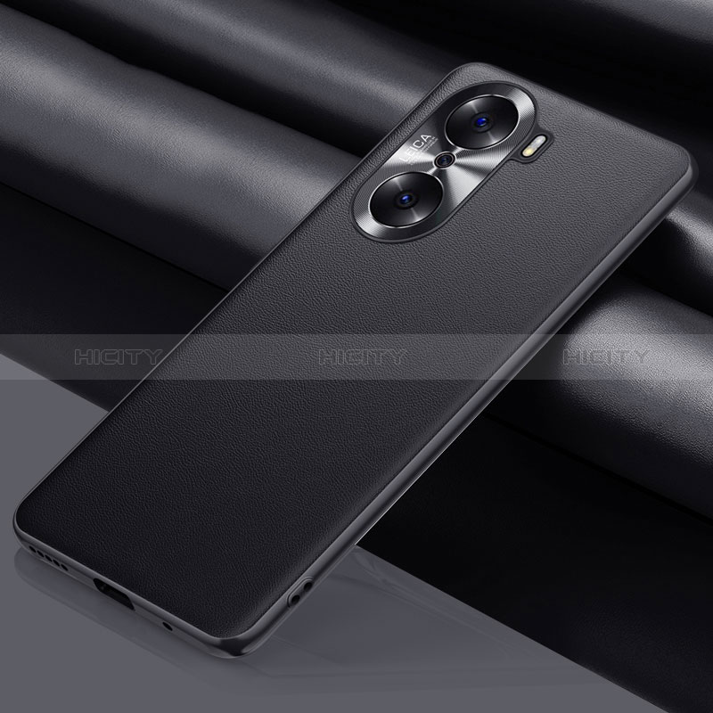 Funda Lujo Cuero Carcasa QK1 para Huawei Honor 60 5G Negro