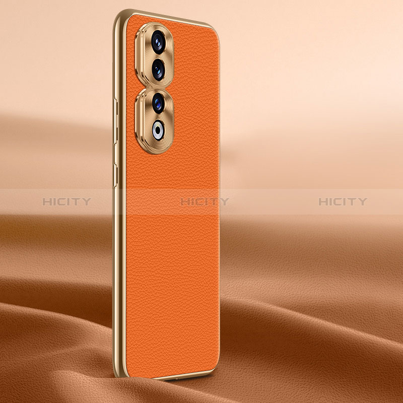 Funda Lujo Cuero Carcasa QK1 para Huawei Honor 90 Pro 5G Naranja