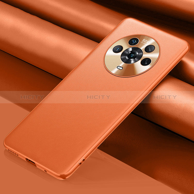 Funda Lujo Cuero Carcasa QK1 para Huawei Honor Magic4 5G Naranja