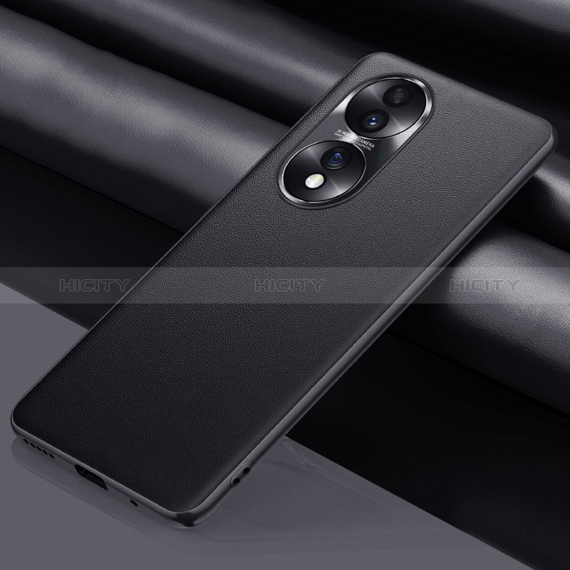 Funda Lujo Cuero Carcasa QK1 para Huawei Honor X7b Negro