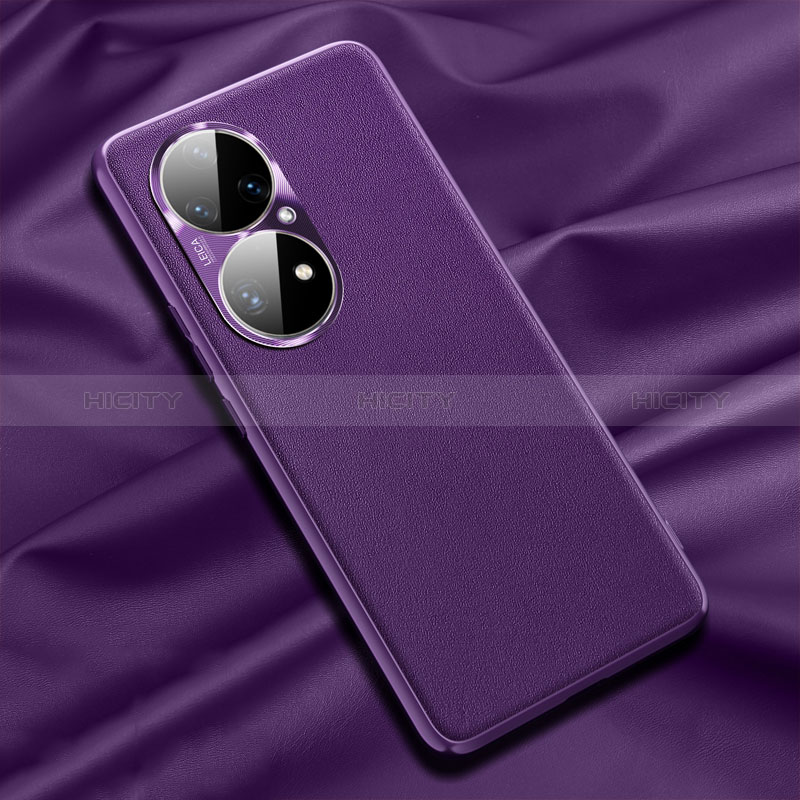 Funda Lujo Cuero Carcasa QK1 para Huawei P50 Morado