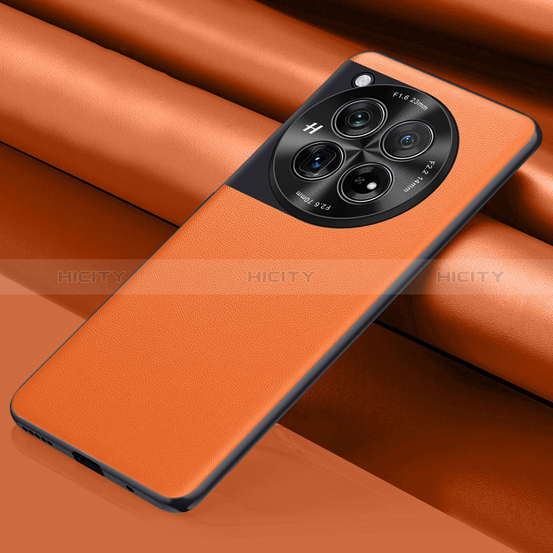 Funda Lujo Cuero Carcasa QK1 para OnePlus 12R 5G Naranja