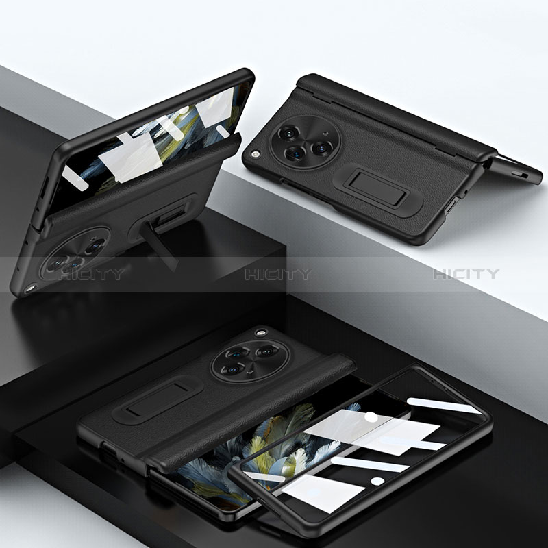 Funda Lujo Cuero Carcasa QK1 para OnePlus Open 5G Negro