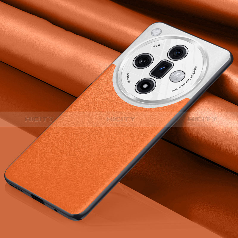 Funda Lujo Cuero Carcasa QK1 para Oppo Find X7 5G Naranja