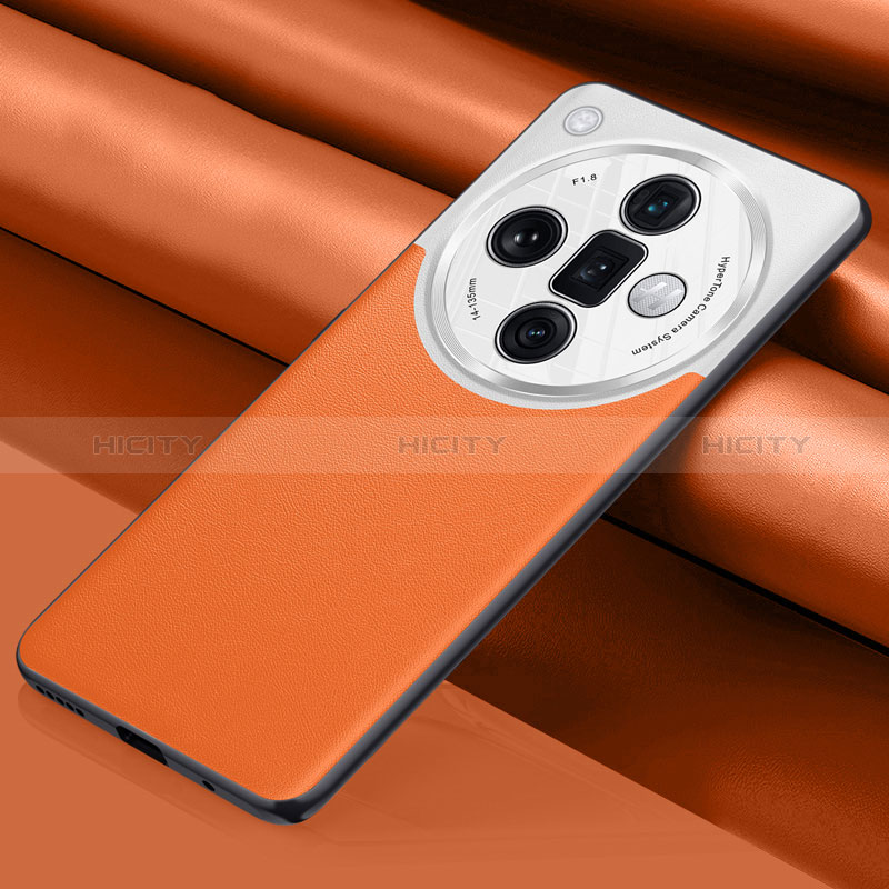 Funda Lujo Cuero Carcasa QK1 para Oppo Find X7 Ultra 5G Naranja