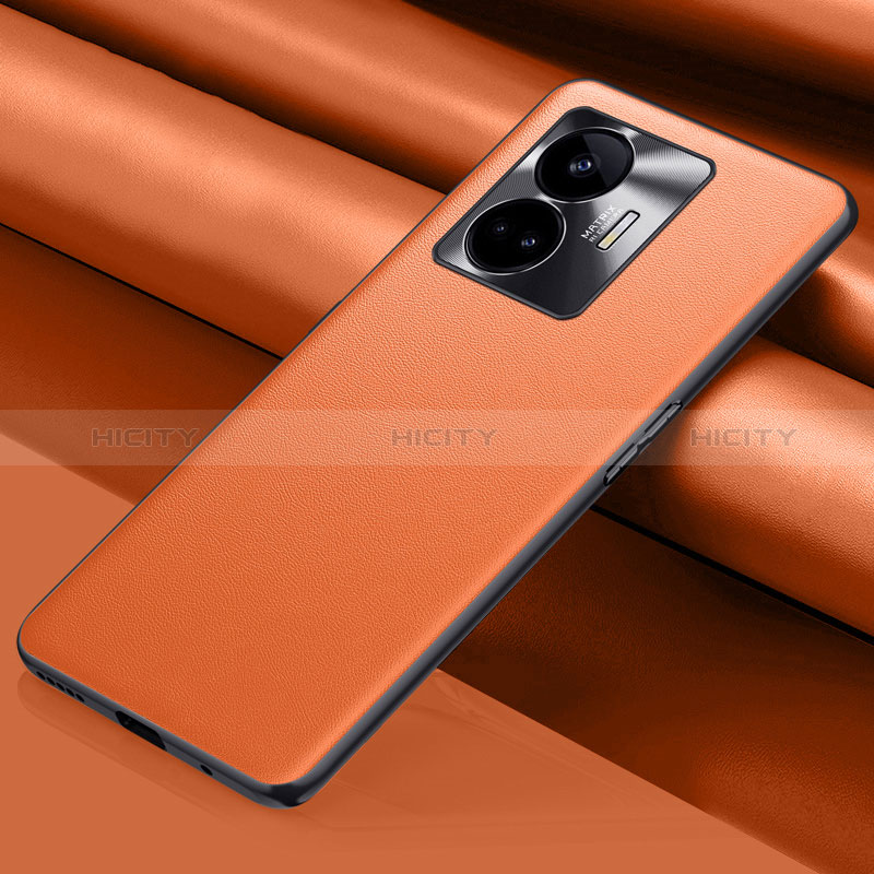 Funda Lujo Cuero Carcasa QK1 para Realme GT Neo5 5G Naranja