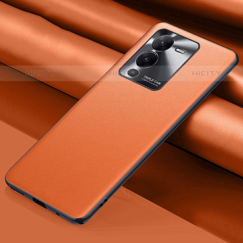 Funda Lujo Cuero Carcasa QK1 para Vivo V25 Pro 5G Naranja