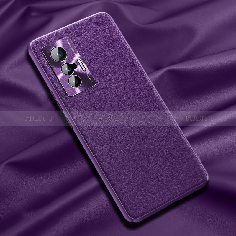 Funda Lujo Cuero Carcasa QK1 para Vivo X70t Morado