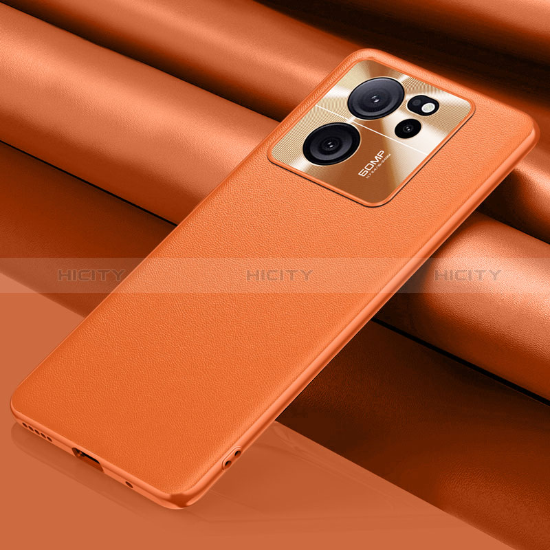 Funda Lujo Cuero Carcasa QK1 para Xiaomi Mi 13T Pro 5G Naranja