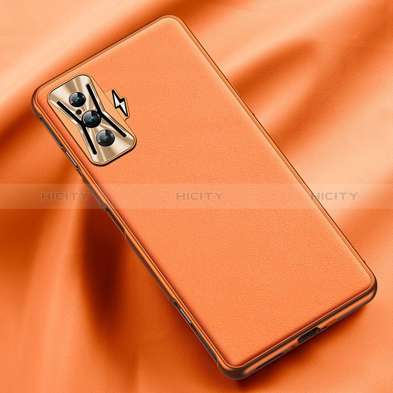 Funda Lujo Cuero Carcasa QK1 para Xiaomi Redmi K50 Gaming 5G Naranja