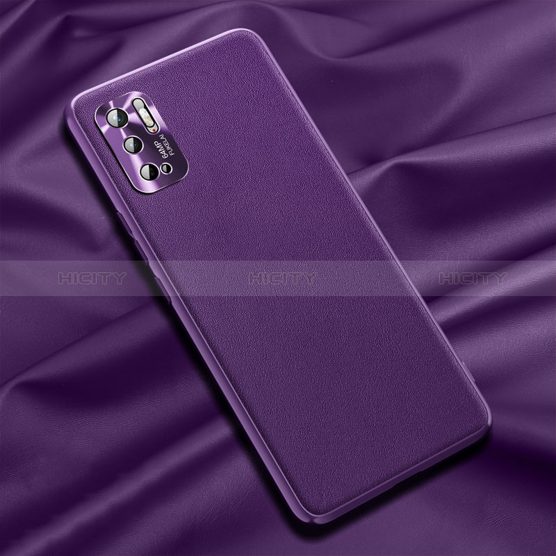 Funda Lujo Cuero Carcasa QK1 para Xiaomi Redmi Note 10 5G Morado