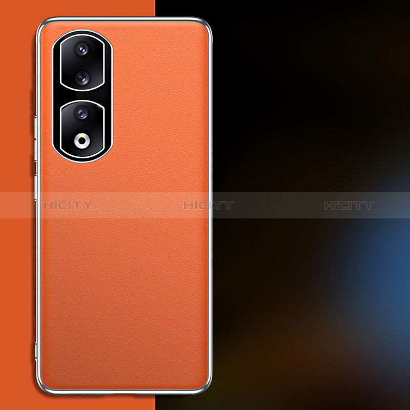 Funda Lujo Cuero Carcasa QK2 para Huawei Honor 90 Pro 5G Naranja