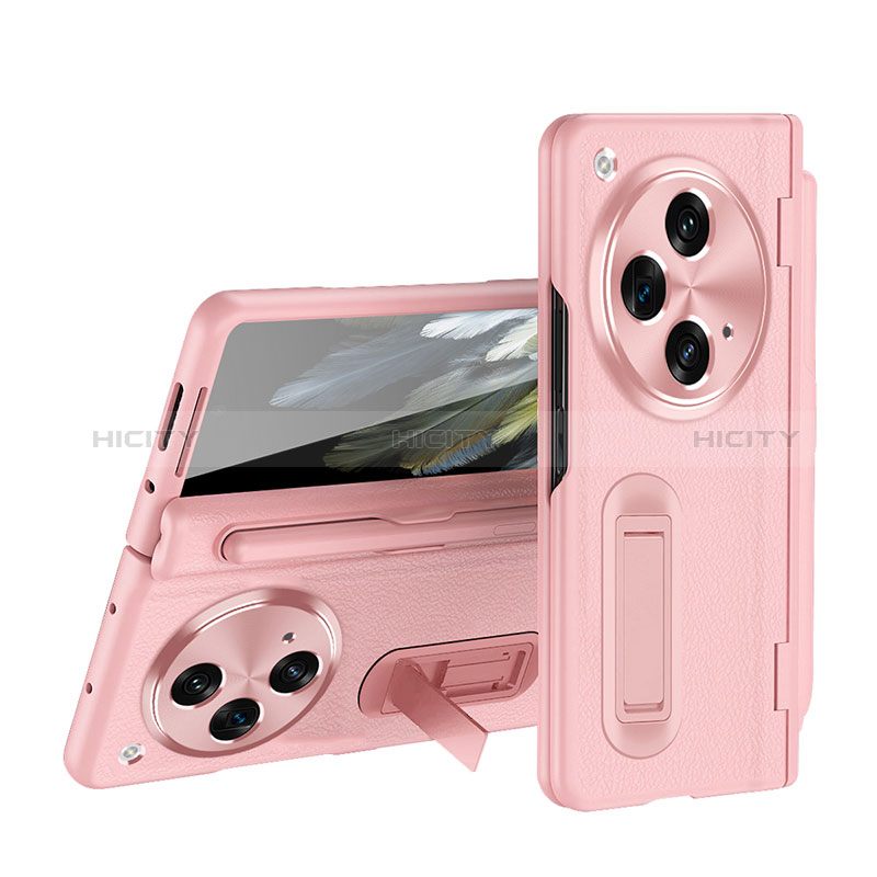 Funda Lujo Cuero Carcasa QK2 para OnePlus Open 5G Rosa