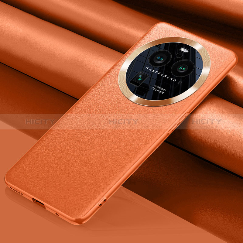 Funda Lujo Cuero Carcasa QK2 para Oppo Find X6 5G Naranja