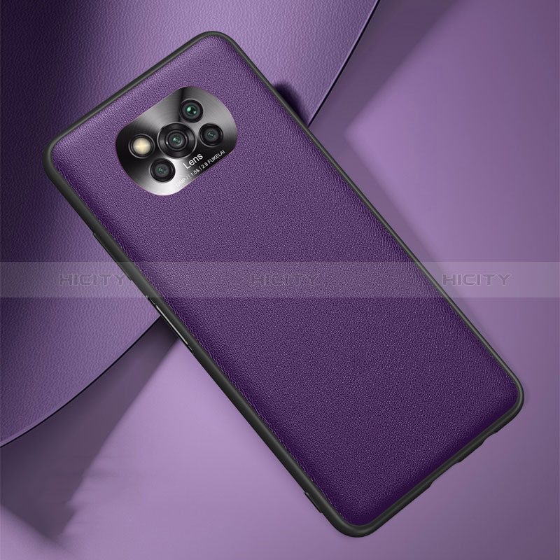 Funda Lujo Cuero Carcasa QK2 para Xiaomi Poco X3 Pro Morado