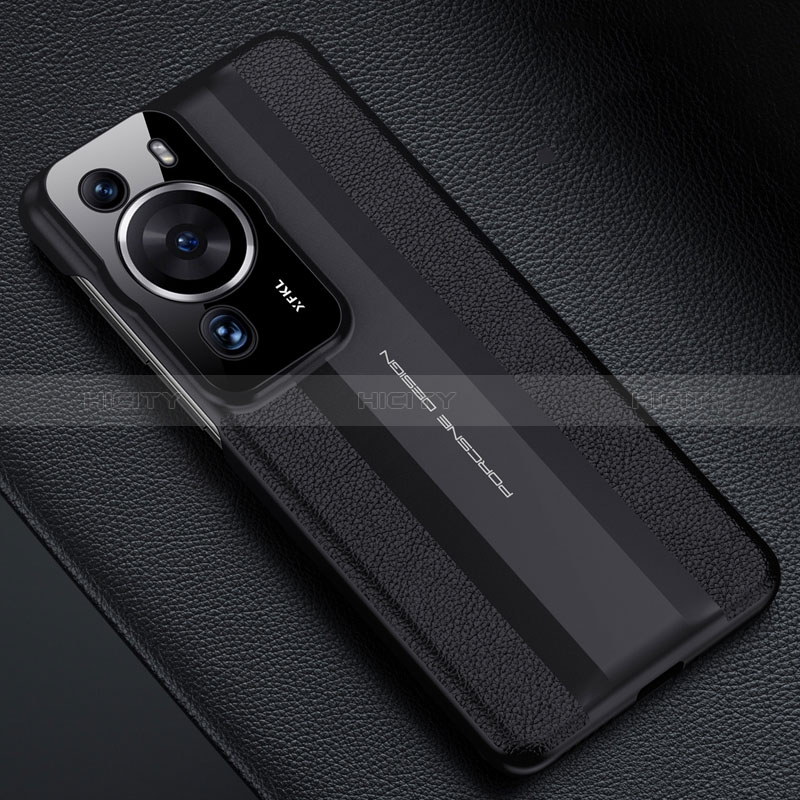 Funda Lujo Cuero Carcasa QK3 para Huawei P60 Negro