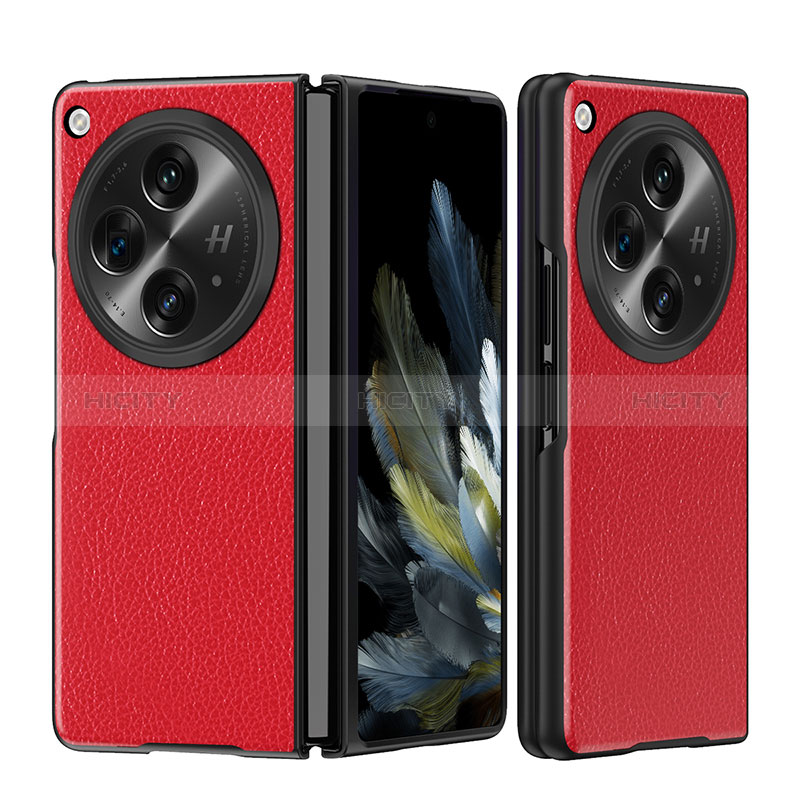 Funda Lujo Cuero Carcasa QK3 para OnePlus Open 5G Rojo