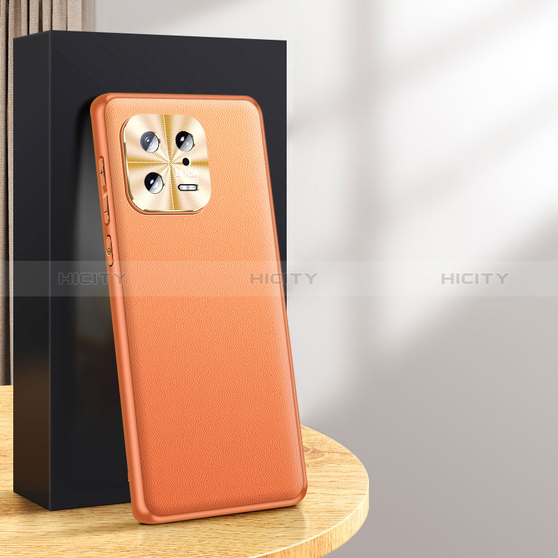 Funda Lujo Cuero Carcasa QK3 para Xiaomi Mi 13 5G Naranja