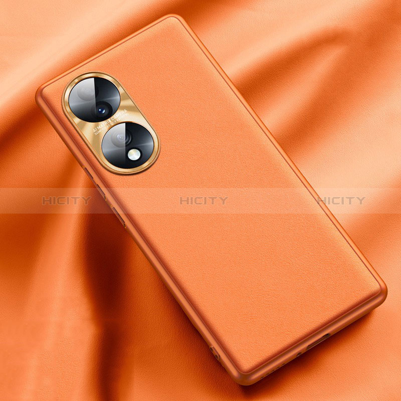 Funda Lujo Cuero Carcasa QK4 para Huawei Honor 70 5G Naranja