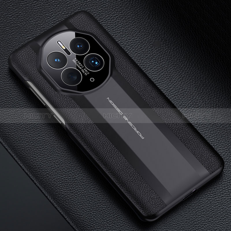 Funda Lujo Cuero Carcasa QK4 para Huawei Mate 50 Pro Negro