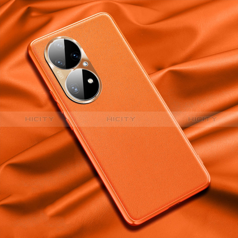 Funda Lujo Cuero Carcasa QK4 para Huawei P50e Naranja