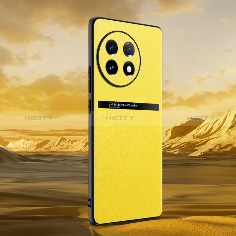 Funda Lujo Cuero Carcasa QK4 para OnePlus Ace 2 5G Amarillo
