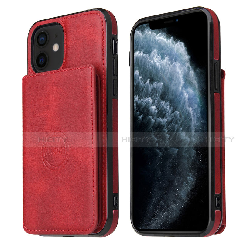 Funda Lujo Cuero Carcasa R01 para Apple iPhone 12 Mini Rojo