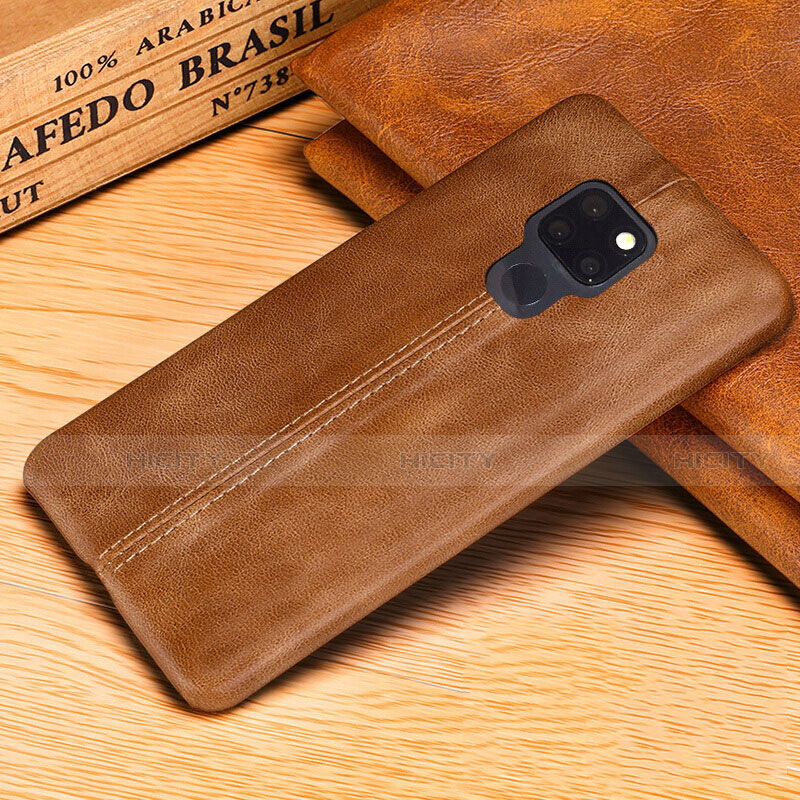 Funda Lujo Cuero Carcasa R01 para Huawei Mate 20 X 5G Naranja