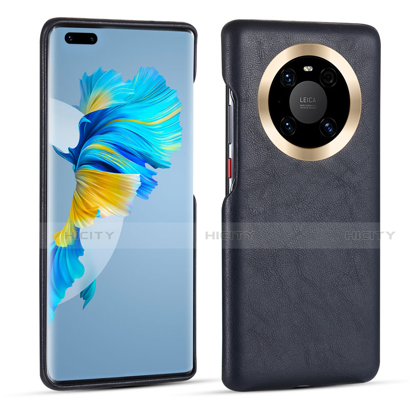 Funda Lujo Cuero Carcasa R01 para Huawei Mate 40 Pro Azul Real