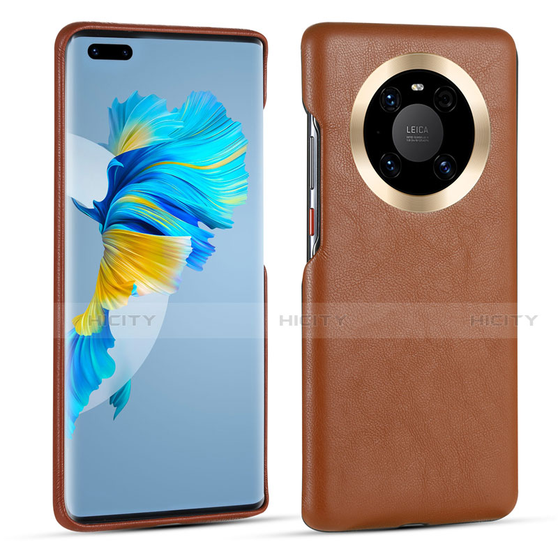 Funda Lujo Cuero Carcasa R01 para Huawei Mate 40E Pro 4G Marron