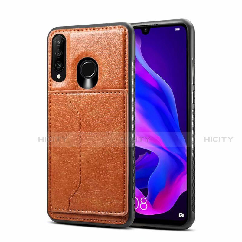 Funda Lujo Cuero Carcasa R01 para Huawei Nova 4e Naranja