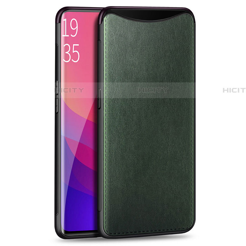 Funda Lujo Cuero Carcasa R01 para Oppo Find X Verde