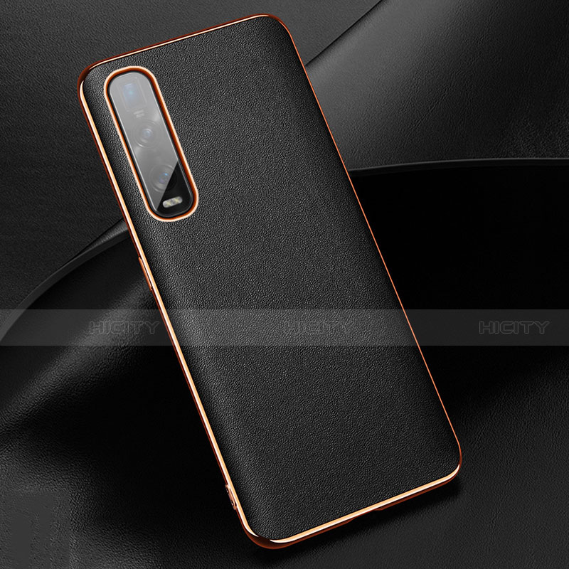 Funda Lujo Cuero Carcasa R01 para Oppo Find X2 Pro Negro