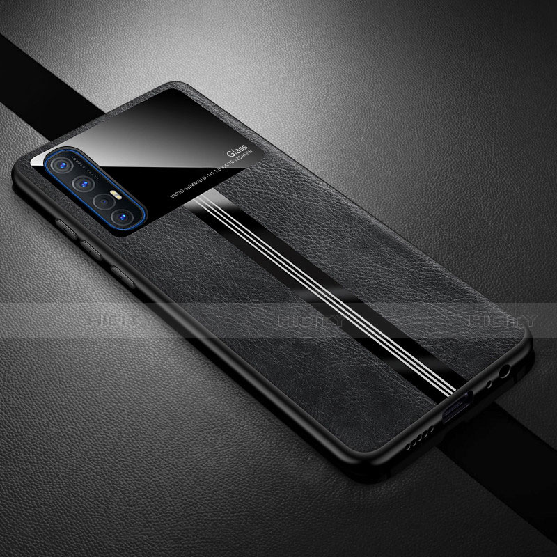 Funda Lujo Cuero Carcasa R01 para Oppo Reno3 Pro Negro