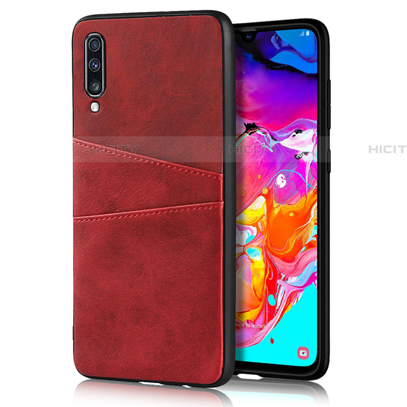 Funda Lujo Cuero Carcasa R01 para Samsung Galaxy A70 Rojo