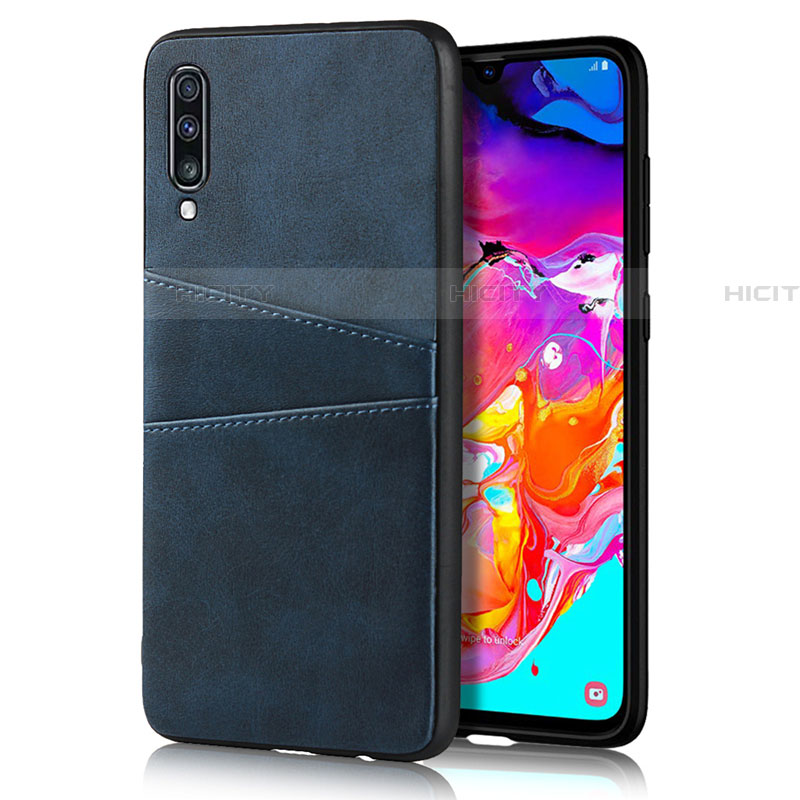 Funda Lujo Cuero Carcasa R01 para Samsung Galaxy A70S Azul