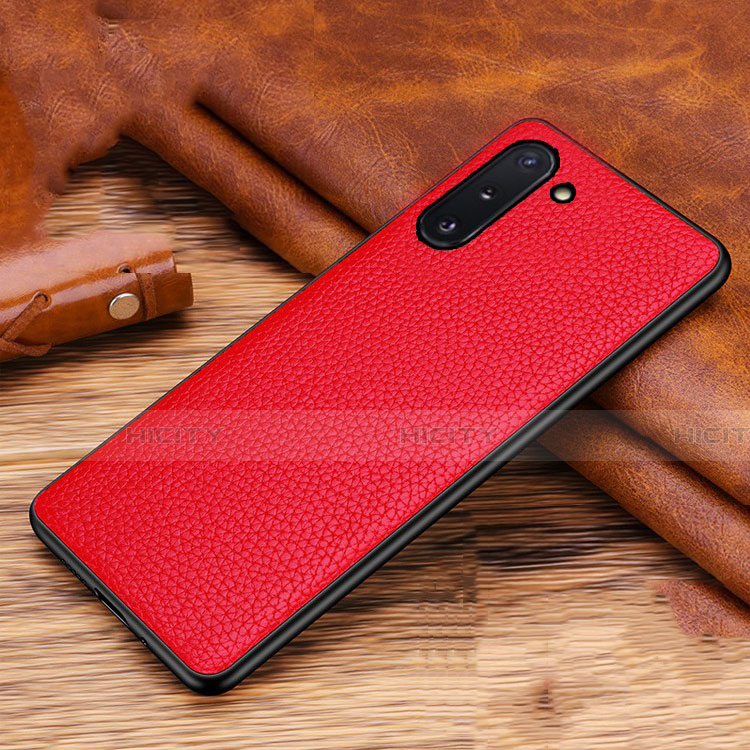 Funda Lujo Cuero Carcasa R01 para Samsung Galaxy Note 10 Rojo