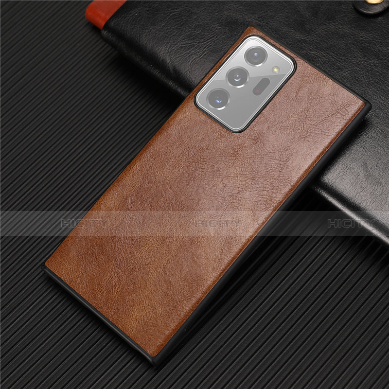 Funda Lujo Cuero Carcasa R01 para Samsung Galaxy Note 20 Ultra 5G Marron