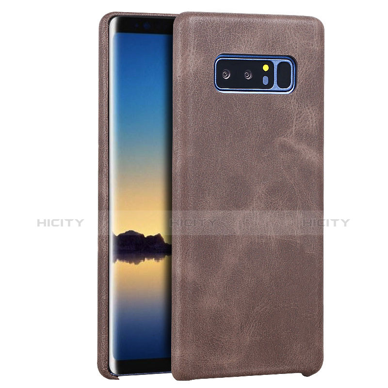 Funda Lujo Cuero Carcasa R01 para Samsung Galaxy Note 8 Duos N950F Marron