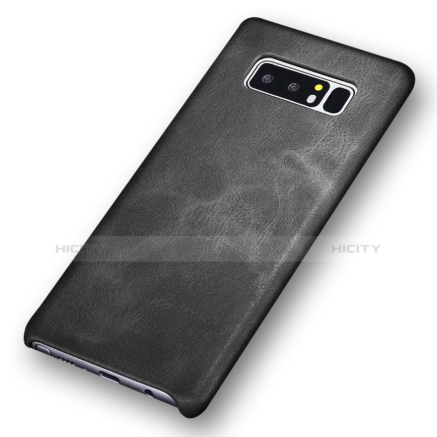 Funda Lujo Cuero Carcasa R01 para Samsung Galaxy Note 8 Duos N950F Negro